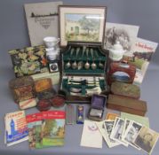 London 'Geographia' map, Esso maps, Little Princess postcards, tins, decoupage box, H.A.C travel