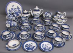 Booths Old Willow tea sets with teapots, cream jugs, cake plate, tea cups, saucers and sideplates