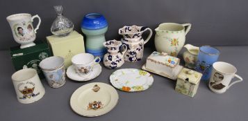 Shelley blue & green vase - J H W & Sons jug Mason's Mandarin jugs - Royal Minton conserve pot -