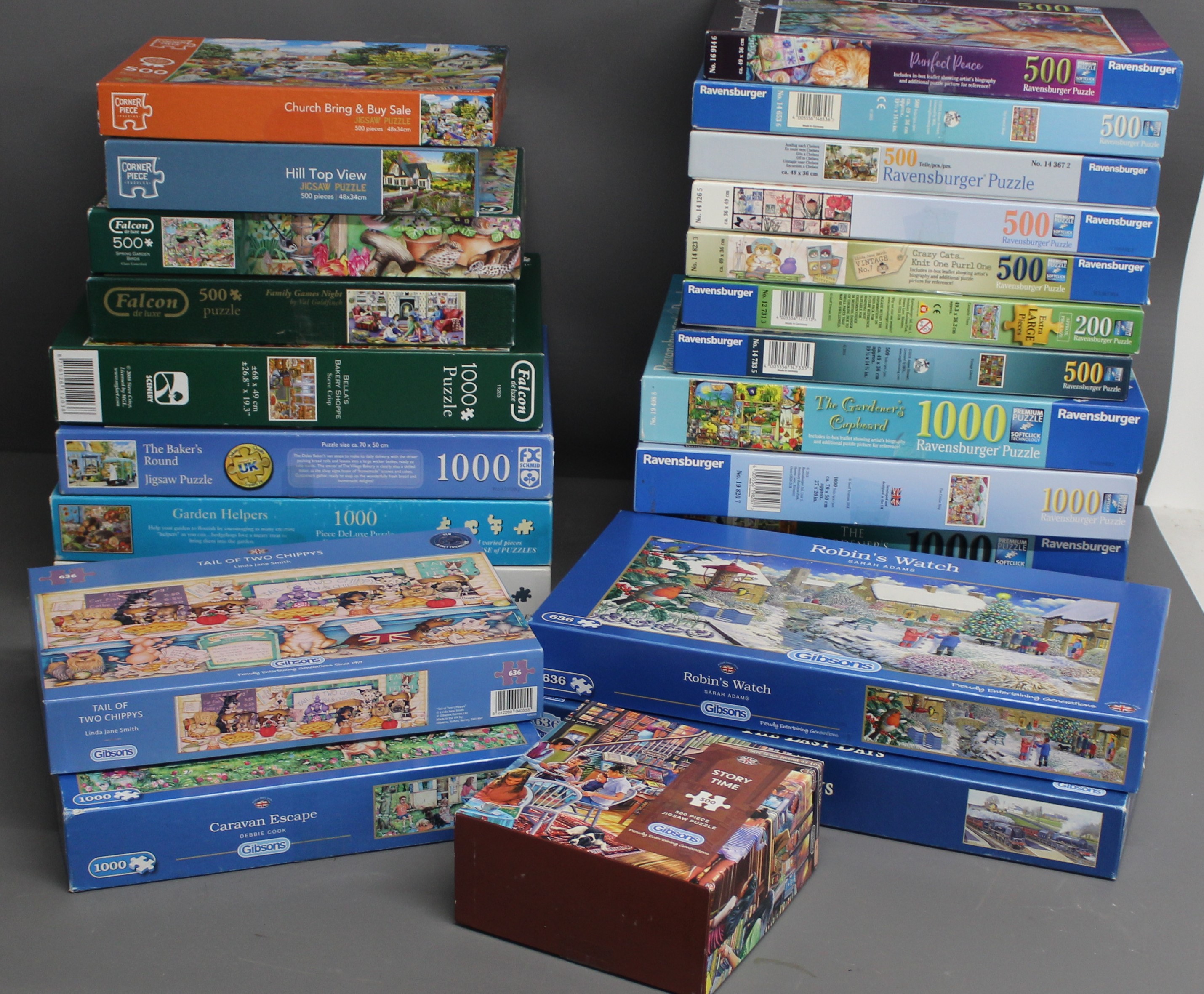 24 boxed jigsaws including Falcon, Ravensburger, Schmid, Hop, Corner piece, Gibsons - Image 2 of 2