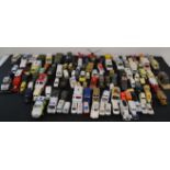 Large selection of diecast toys, majority being ambulances and military vehicles, as well as diecast