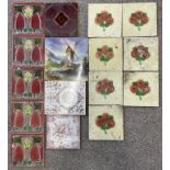 Collection of ceramic tiles including Victorian & a hand painted tile of Elton windmill