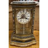 19th century French mantel clock with cloisonné decoration - dial with floral swags and central