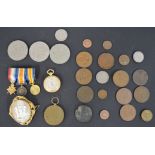 Gold plated cameo brooch, World War I trio of dress medals, The Great War for Civilization medal,