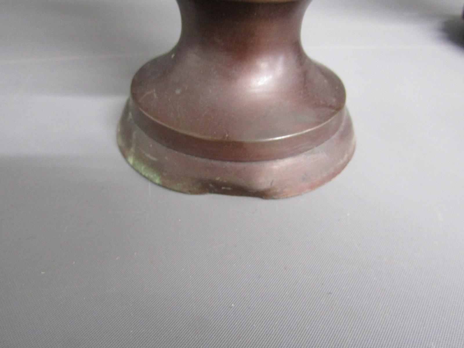 Pair Japanese Meiji period bronze vases decorated with relief decoration of birds and flowers - - Image 7 of 12