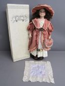 Elizabeth & Friends porcelain doll and Royal Navy sweetheart handkerchief