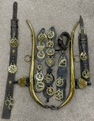 Pair of horse hames & horse brasses