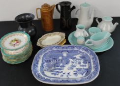 Mixed ceramics including Ironstone meat plate, part Poole Twintone dinner set, and various others