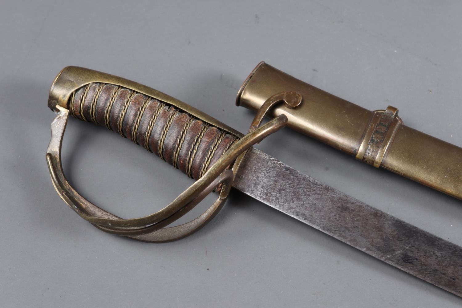 A child's 19th century French sabre with brass scabbard, blade 19 1/4" long - Image 2 of 2