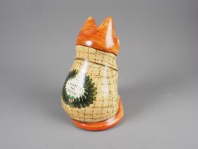 Joan and David De Bethel Rye pottery presentation model of a seated cat, back inscribed "Joan and