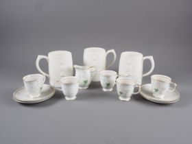 A Susie Cooper part coffee set, and three commemorative Keith Murray for Wedgwood mugs, King