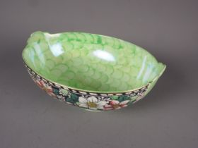 A Maling "Clematis" iridescent oval bowl, 10" max dia