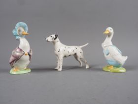 A Beswick Dalmatian, 5" long, a Gemma Puddle Duck and Mr Drake Puddle Duck