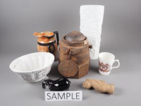 A T G Green ceramic jelly mould, a Studio Linie Rosenthal white vase, 12 3/4" high and other