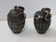 Two reproduction Mills no.36 grenades.