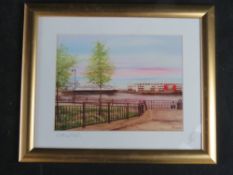 Signed print 'Cellnet' by W Behrens, framed and glazed 23.5 x 28.5cm.