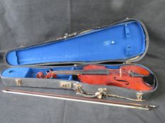 A vintage violin with bow, a/f, label within 'The Maidstone John G. Murdoch & Co., Ltd.