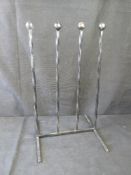 A freestanding welly boot rack