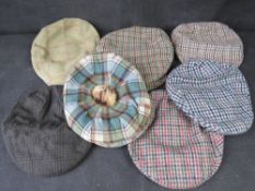 A quantity of flat caps including Yorkshire Tweed, mostly wool.