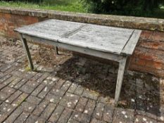 A wooden garden table, 160 x 80cm.