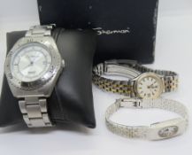 A Ben Sherman mens wristwatch together with two ladies watches being Rotary and Everite.