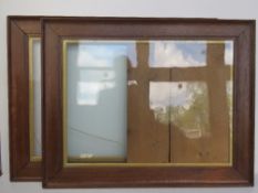A fine pair of oak frames both glazed with gilt inserts, sight size approx 57 x 42cm,