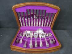 A silver plated cutlery set in case.