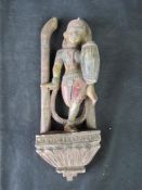 An Asian carved and painted figure of a dancing woman, top a/f, approx 45cm tall.