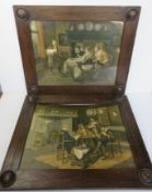 A pair of good oak Arts and Crafts frames having roundel to each corner, one with glass,