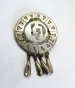 A large Mexican silver brooch, stamped 925 with makers mark BSP.