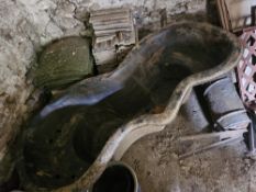 A plastic pond liner.