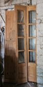 A pair of pine glazed bi-fold doors and a single pine bi-fold door.