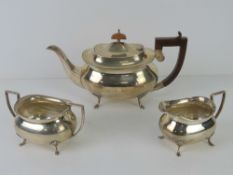 A hallmarked silver tea service made by JB Chatterley & Sons Ltd, comprising teapot,