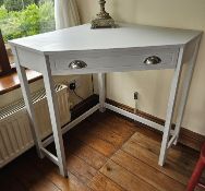 A contemporary corner table with single drawer, 71 x 71 x 78cm.