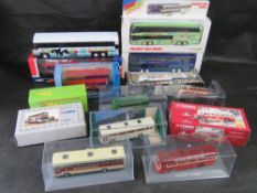 A quantity of assorted scale model busses including Corgi.