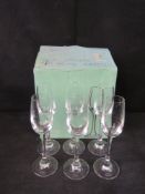 A set of six crystal sherry glasses.