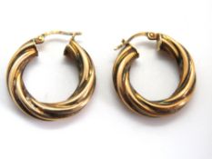 A pair of 9ct gold hoop earrings, stamped 375, 2.8g.