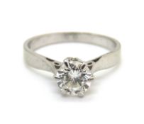 A superb and simply classic 18ct white gold diamond solitaire ring,