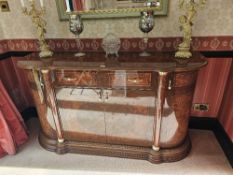 To match lot 6 - A highly polished walnut veneered chiffonier, single long drawer with cupboards