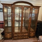 To match lot 6 - An impressive break front glazed display cabinet in polished and veneered