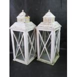 A pair of large glazed lanterns, each standing 60cm high.