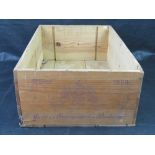 A wooden wine crate.