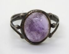 An amethyst ring, no apparent hallmarks, size N-O.