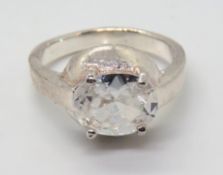 A 925 silver white stone cocktail ring, size N.