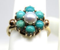A delightful vintage 9ct gold turquoise