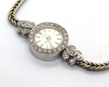 A 9ct white gold cocktail watch,