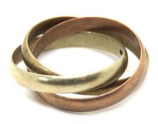 A 9ct gold Russian knot tri-colour ring, hallmarked 375, size I, 3.5g.
