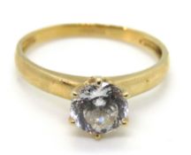 A 14ct gold cz solitaire ring, hallmarked 585, size K, 1.