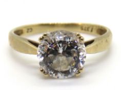 A 9ct gold cz solitaire ring, stamped 375, size K, 2g.