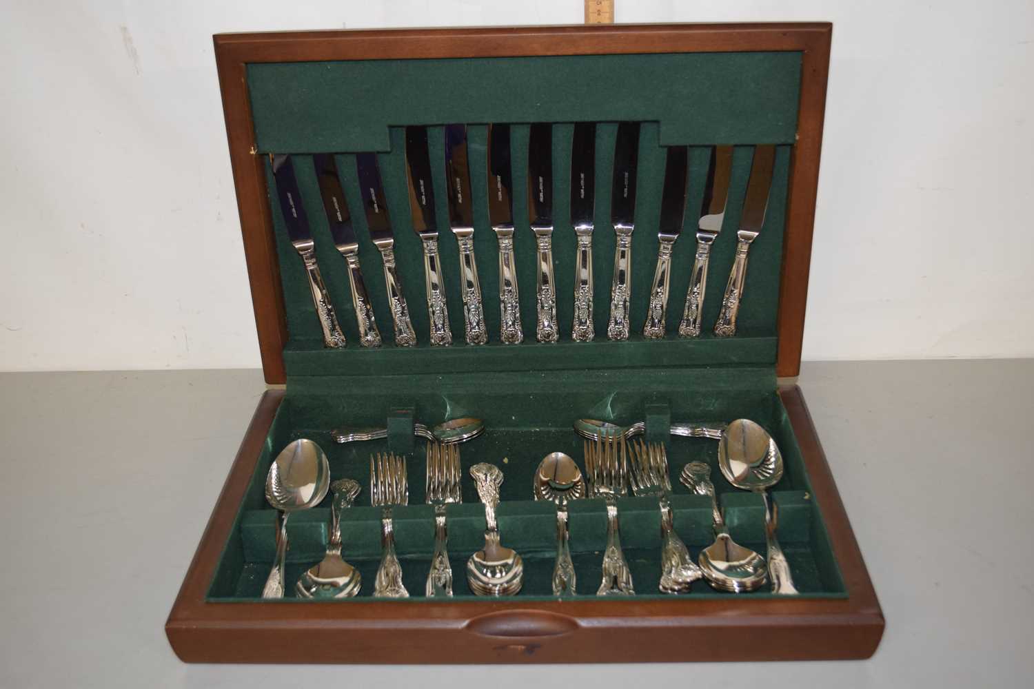 A boxed set of silver plated cutlery